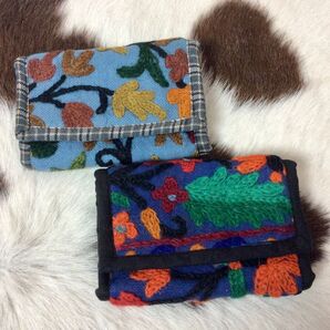 ★新品★2点セット★カシミール刺繍三つ折り財布★ネパール製★7★