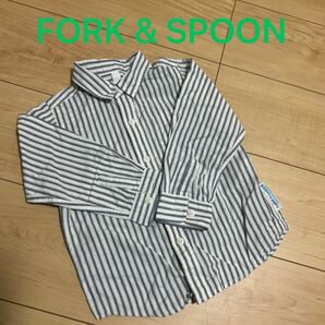 doors FORK&SPOON 長袖シャツ 90cm ストライプ 羽織り重ね着 おしゃれ