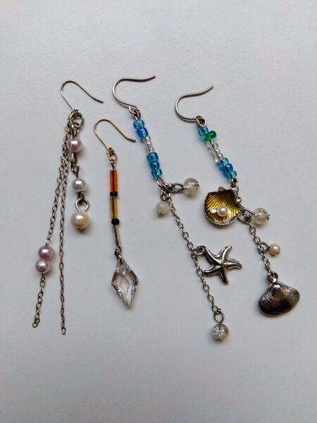 【ハンドメイド】ピアス パール マリン 貝 ゴールド シルバー 春 夏