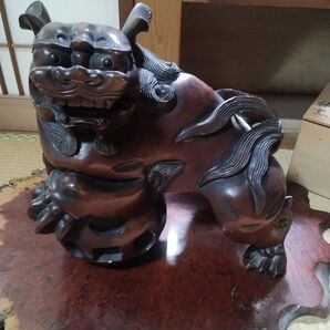 木彫り 狛犬 獅子 置物 大型