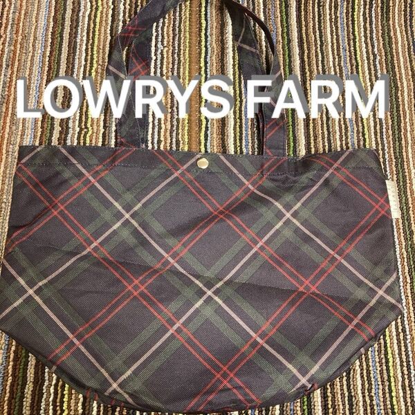 LOWRYS FARM トートバッグ エコバッグ チェック まち広め