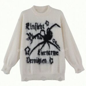y2k グランジ スパイダー セーター ホワイト