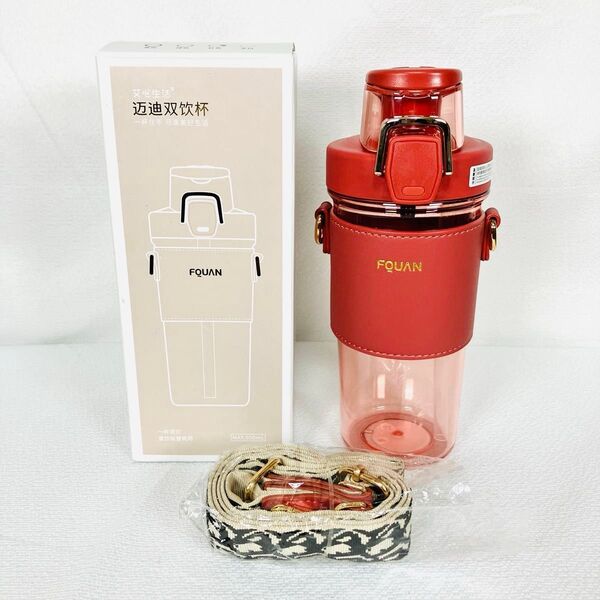 新品未使用 韓国風 水筒 プラスチック ポータブル タンブラー 650ml ショルダー紐付き