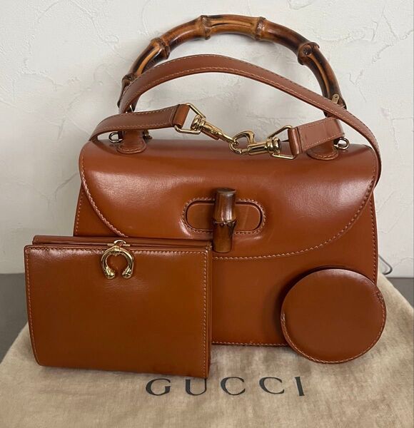 GUCCI オールドグッチ バンブー トップハンドバッグ&二つ折り財布