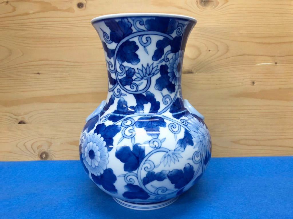 ◆ New ◆ Arita ware / Dyed * Hand-painted flowers / Vase / 1 item ◆ Diameter / approx. 15cm x Diameter approx. 19cm x Height approx. 26cm ◆ Jar ◆ Unused / Our store display item / Price reduction / Please see product description ◆, furniture, interior, interior accessories, vase
