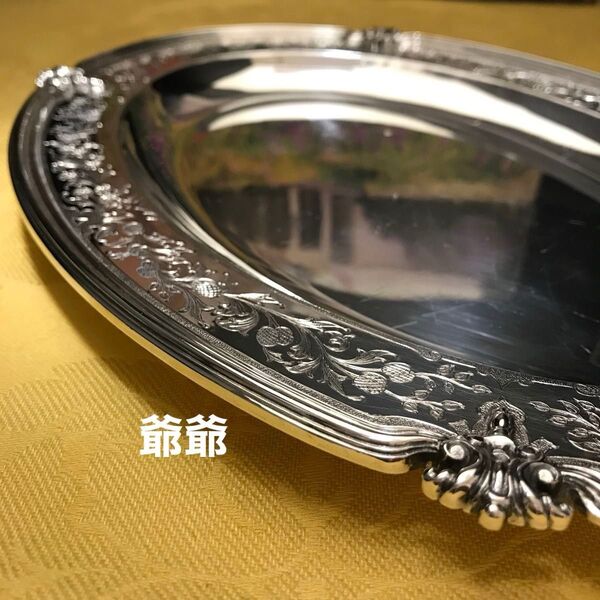 英国 Mappin&Webb/純銀 スターリングシルバー/トレイ サルヴァ 盆