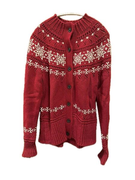 ★売り切り週末セール★【新品未着用】【極美品】L.L.Bean エルエルビーン 冬 厚手の赤ニットカーディガン