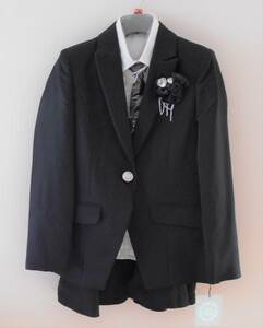 [ new goods ]40% off girls formal suit set 150cm stripe black jacket skirt blouse necktie 
