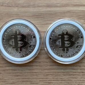 ビットコイン 2枚セット Bitcoin ゴルフマーカー レプリカ 銀貨 レプリカコイン