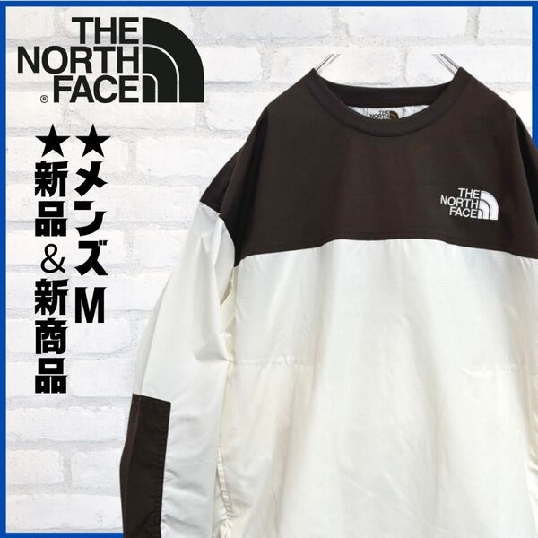 新品 新商品 THE NORTH FACE ノースフェイス アルバニークルーネック ロンT メンズM アイボリー ブラウン