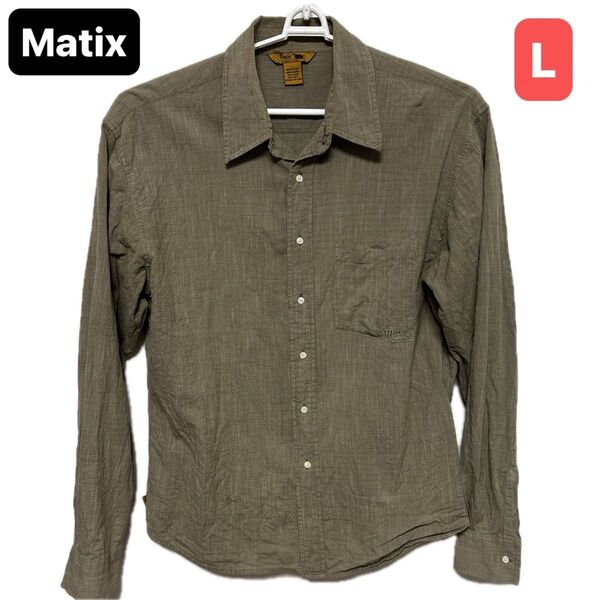 Matix 長袖シャツ トップス メンズ Lサイズ カーキ系