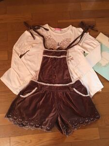 mezzo piano L（160）オシャレ可愛い 長Tチュニック&サロペット