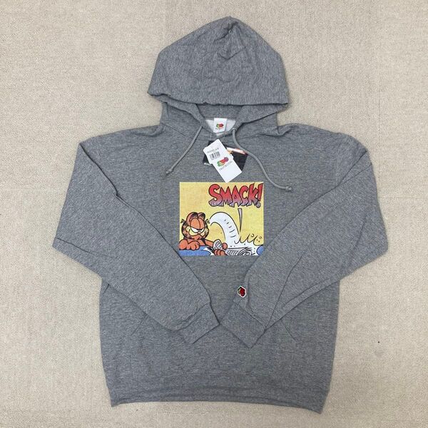 新品 FRUIT OF THE LOOM パーカー 裏起毛 Garfield Mサイズ グレー ユニセックス