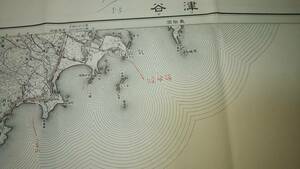 　古地図 　津谷　宮城県　地図　資料　４６×５８cm　大正２年測量　昭和３７年発行　かきこみ多し　