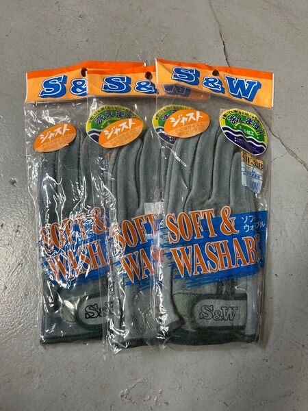国産牛床皮オイル加工 マジック付き SW-32B 富士グローブ 3双 革手袋 S&W