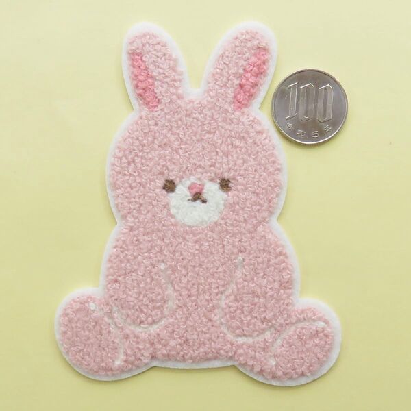 ふわふわ うさぎ アイロン ワッペン アップリケ もこもこmk-75 パイル 手芸用品 アレンジ patch