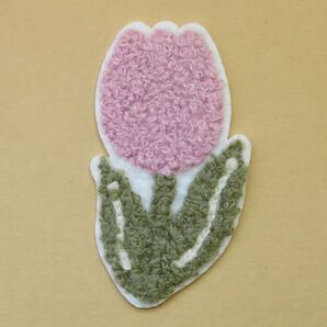ふわふわ チューリップ フラワー アイロン ワッペン アップリケmk-62パイル 手芸用品 アレンジ patch パッチ パイル