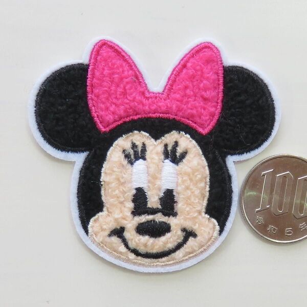 ディズニー ミニー アイロン ワッペン アップリケ パイル もこもこ dn-44 手芸用品 アレンジ patch パイル地