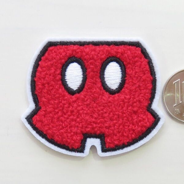 ディズニー ミッキー アイロン ワッペン アップリケ パイル もこもこ dn-46 パンツ ズボン 手芸用品 アレンジ patch