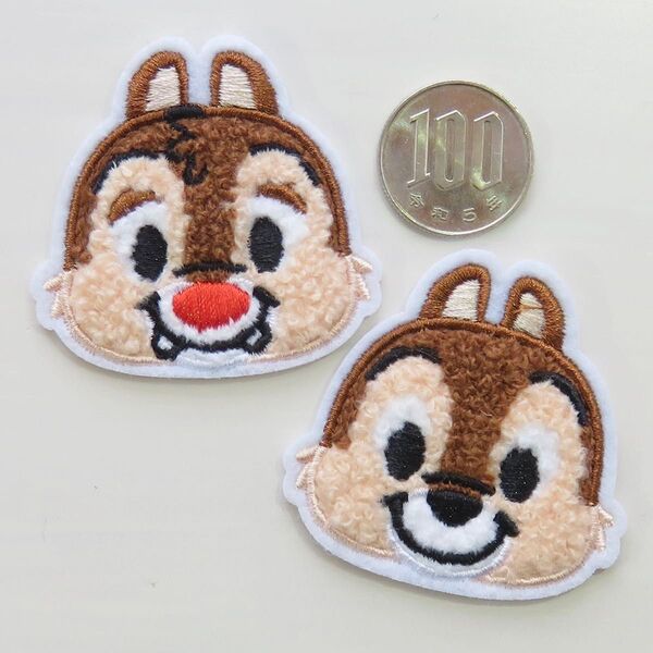 ディズニー チップとデール アイロン ワッペン アップリケ パイル dn-47 もこもこ 手芸用品 アレンジ patch