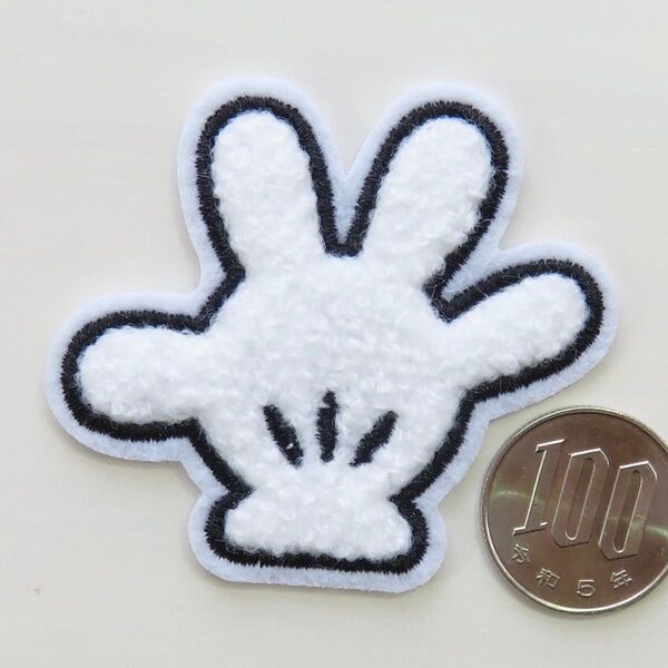 ディズニー ミッキー アイロン ワッペン アップリケ パイル もこもこ dn-45 グローブ 手袋 手芸用品 アレンジ patch