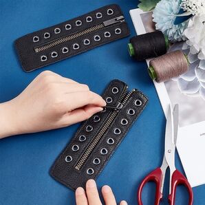 ブーツジッパー 革靴 ジッパー ファスナー修理キット 8ホール 簡単に着脱 皮靴 シューズ 交換用 ファスナーパーツ DIY