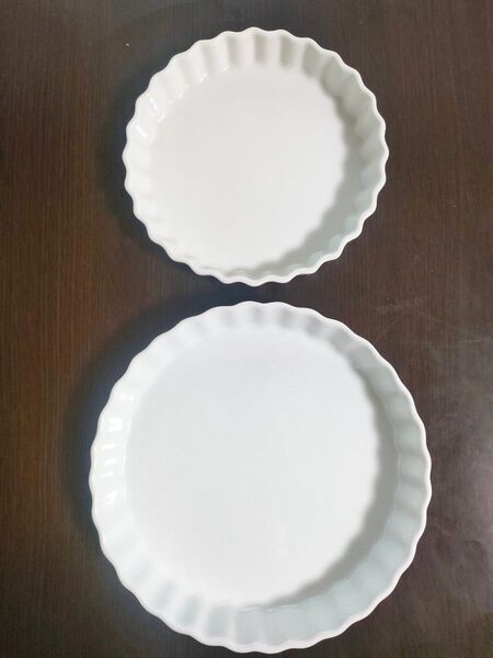 陶器製 丸型 パイ皿 タルト皿 キッシュ皿 2点