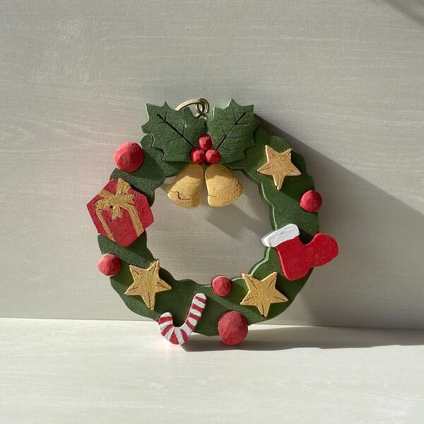 ハンドメイド クリスマスリースの組み木