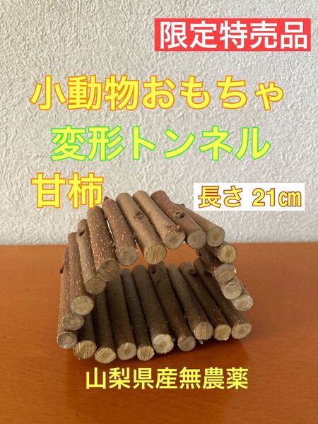 甘柿の木 変形トンネル 小動物おもちゃ 国産天然木 無農薬 ペットハムスター