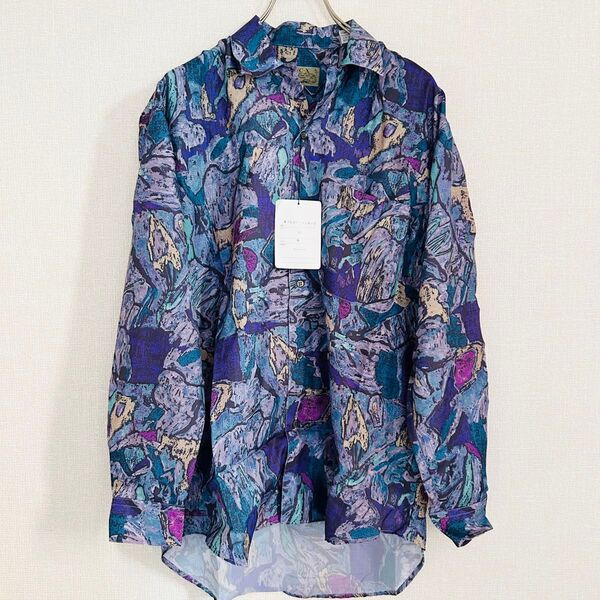 【未使用品】古着 90s 総柄 長袖 シャツ コットンシャツ INC-X