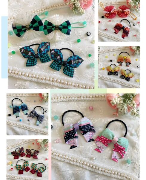 ハンドメイド ヘアゴム リボン セット 和柄 蝶々 ミニカノン