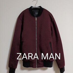 【即日発送】 ZARA MAN バーガンディ フルジップボマージャケット サイズ S