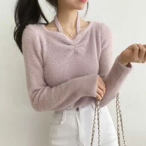 Modern lt アンゴラニット ライトパープル