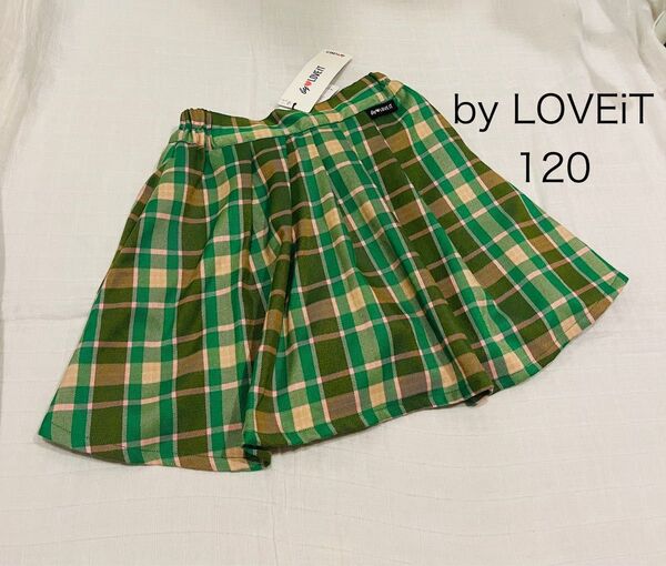 【新品】by LOVEiT プリーツ切替 チェック柄 スカパン 120cm