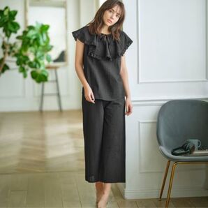定価¥4990 タグ付き 未使用品 YU'NOW ユナウ コットン100% ビッグカラーシャツ パジャマセット Lサイズ ブラック