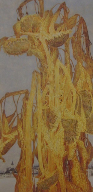 Ryuichi Masuda, [Tournesols en hiver (paysage britannique)], Provenant d'une rare collection d'œuvres d'art grand format, Produits de beauté, peintre japonais, Nouveau cadre inclus, frais de port inclus, Peinture, Peinture à l'huile, Nature, Peinture de paysage