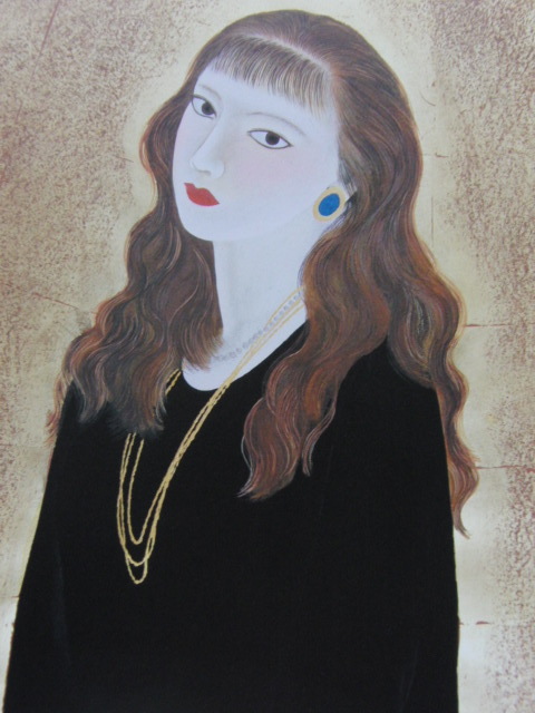 松沢茂雄、渚の女、希少な大判額装用画集より、美品、日本人画家