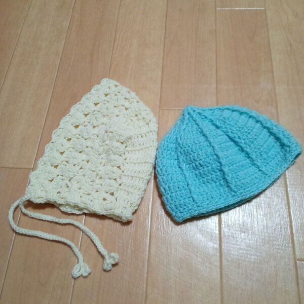 ☆新生児用2点セット☆ハンドメイド ベビーボンネット& すどんぐり帽