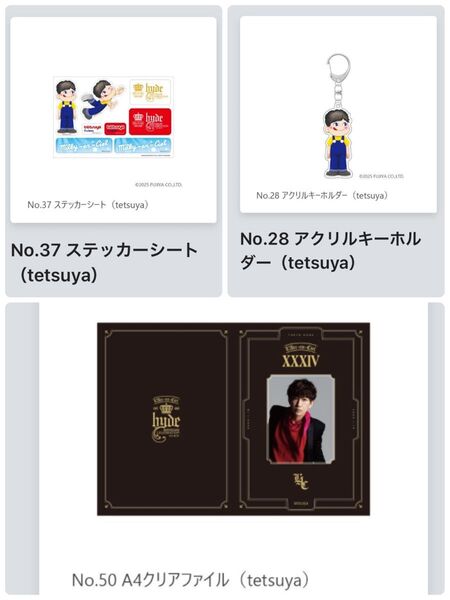 ラルク ラルくじ 2025 東京ドーム tetsuya ステッカーシート アクリルキーホルダー クリアファイル 3点セット