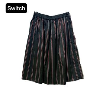 n'Or Switch ノアール 膝丈スカート バルーンスカート レース ストライプ ブラック F