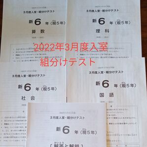 SAPIX サピックス3月 組分けテスト 入室テスト 2022年 6年生