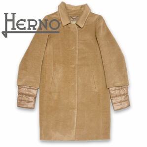 新品ヘルノ アルパカ ステンカラーコート キャメル #42 HERNO★