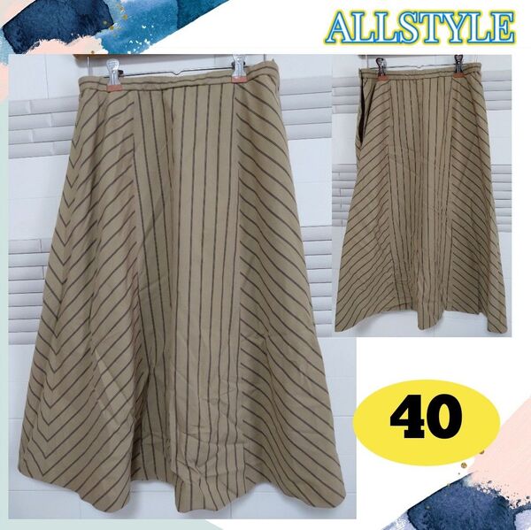 訳あり ALLSTYLE オールスタイル プリーツスカート 裏地あり サイズ40 古着 レディース
