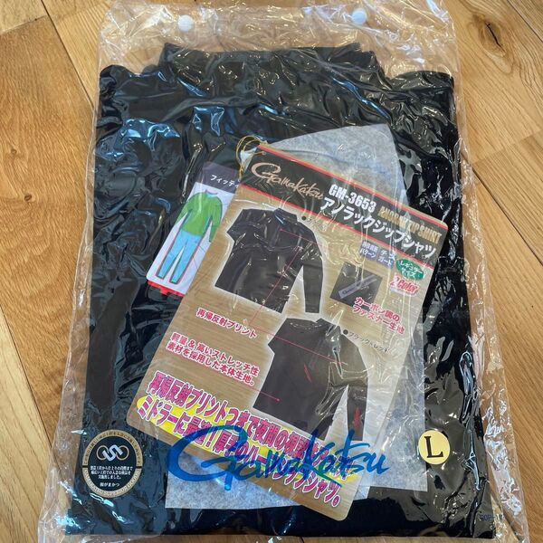 新品未使用!がまかつ アノラックジップシャツ GM-3653 ブラック/レッド (L)
