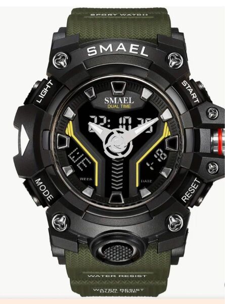 Smael メンズ スポーツウォッチ - 防水、蓄光デジタル カレンダー、アラーム&ストップウォッチ機能付き