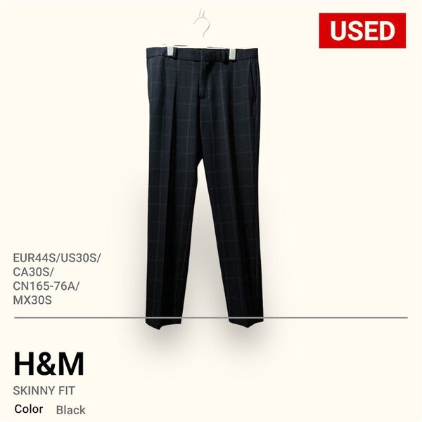 H&M スキニー フィット パンツ 黒 ブラック