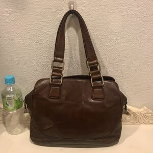 KITAMURA leather shoulder bag dark brown 