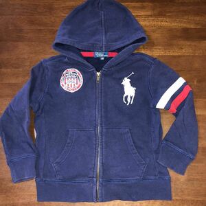 【POLO RALPH LAUREN／ポロ・ラルフローレン】パーカー　ジップアップ　110㎝　濃紺・ネイビー　ビッグポニー　中古