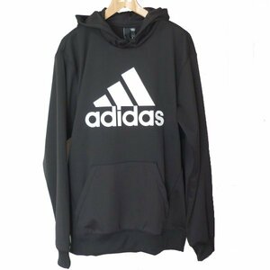 新品Ｍ★アディダスadidas黒ロゴ裏フリーススウェットメンズパーカーブラック