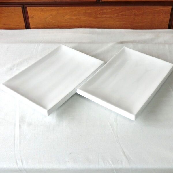 新品2枚セット!長角皿 無地 白 20.7×14.5cm